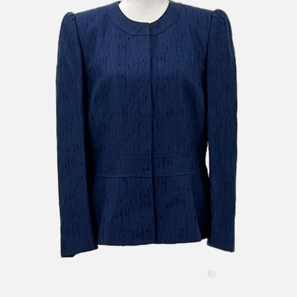 Lafayette 148 Wool Blend Textured Snap Front Jacket in Dusk - NEW - Size 6